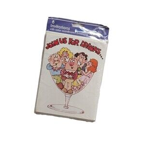 Vintage 70s Cocktail Party Invitations Join Us For Drinks Funny NOS NIP Set of 8